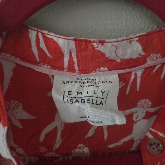Anthropologie Emily Isabella sassy poodle blouse in red and white - Picture 3 of 6